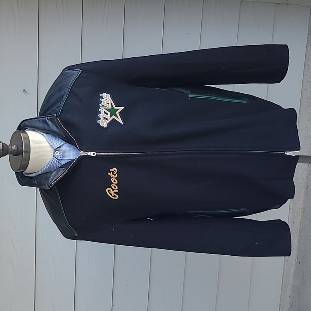DALLAS STARS Roots Canada Wool Leather XL Mens Full Zip Varsity Jacket VTG RARE